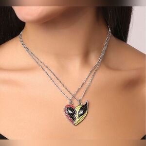 Deadpool In Wolverine BFF Crystal Pendant Necklace Set Of Two